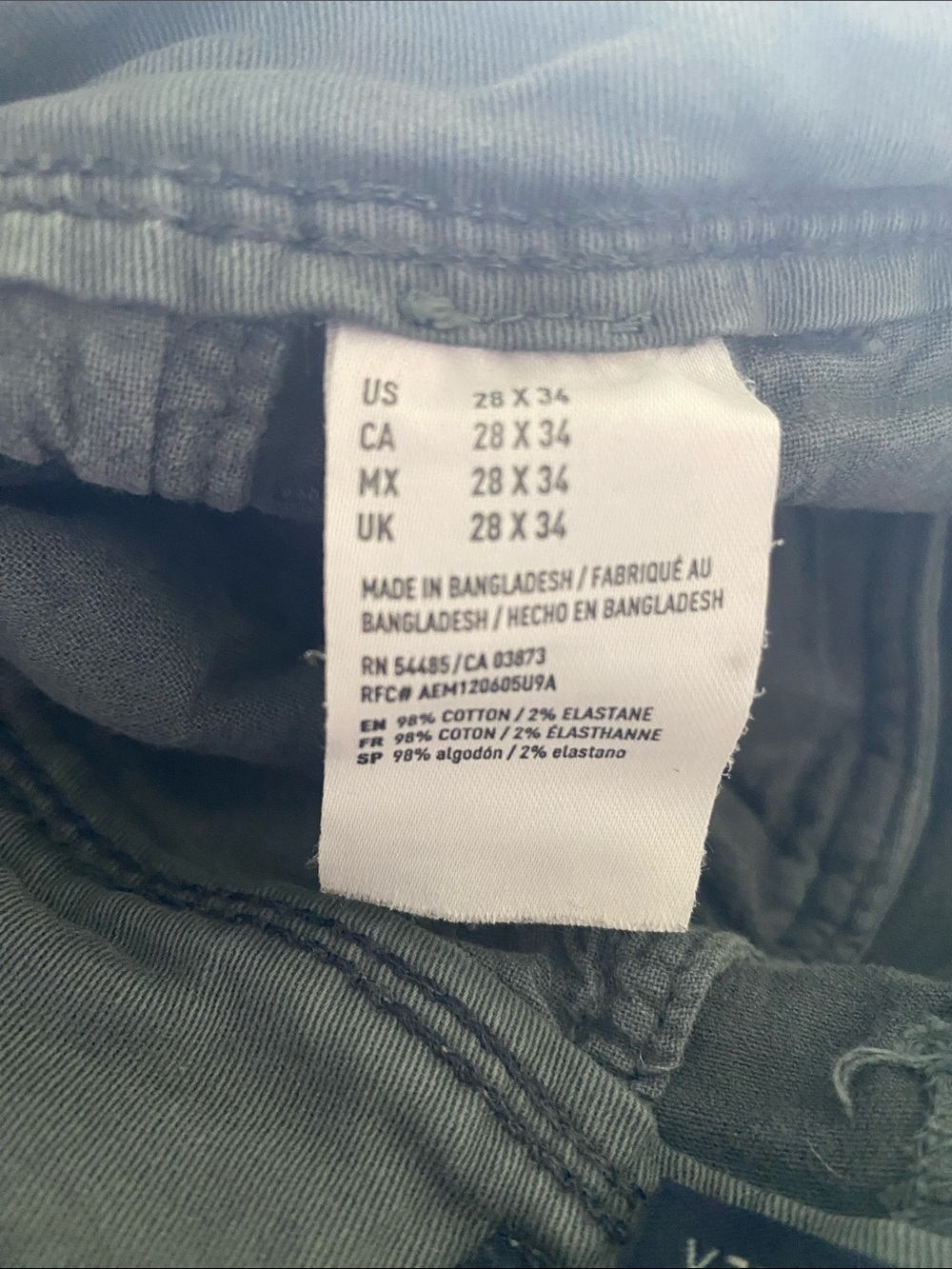 American Eagle AE Flex Slim Straight Lived-In Khaki Pants blue gray sz 28x34 - Picture 10 of 12